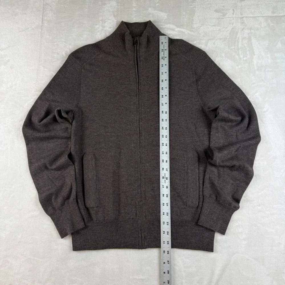 Banana Republic Wool Blend Full Zip Sweater Mens S Brown Mock Neck